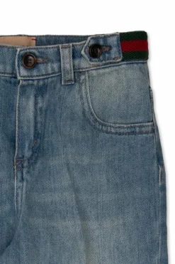 Gucci Kids BLUE Jeans with ‘Web’ stripe