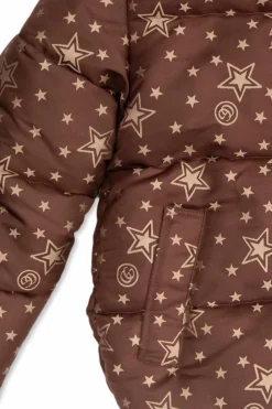 Gucci Kids BROWN Down jacket with motif of stars