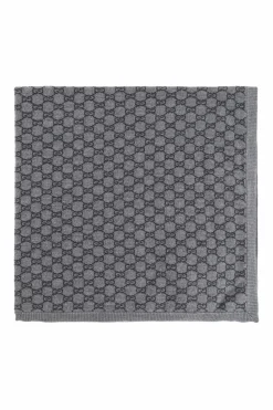 Gucci Kids GREY Baby blanket with 'GG' pattern