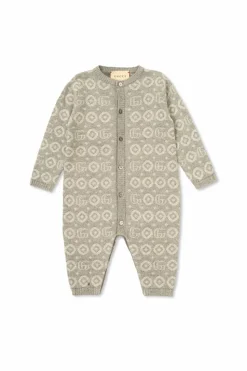 Gucci Kids GREY Baby romper with GG pattern