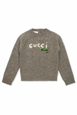 Gucci Kids GREY Sweater with embroidered logo