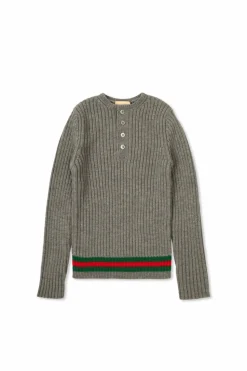 Gucci Kids GREY Sweater with signature Web stripe