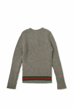 Gucci Kids GREY Sweater with signature Web stripe