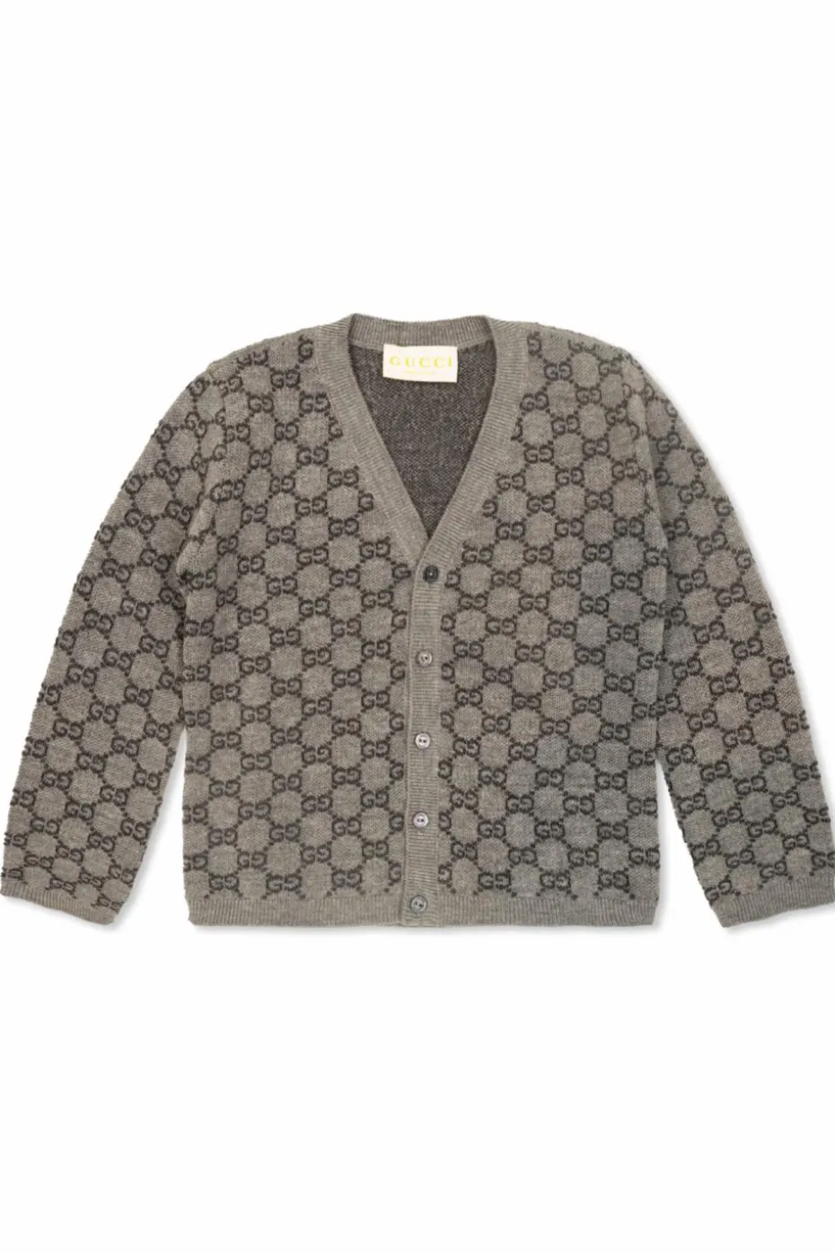 Gucci Kids GREY Wool cardigan with 'GG' pattern