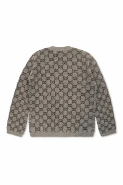 Gucci Kids GREY Wool cardigan with 'GG' pattern