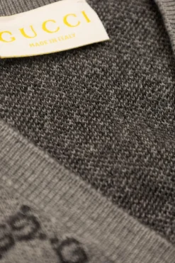 Gucci Kids GREY Wool cardigan with 'GG' pattern