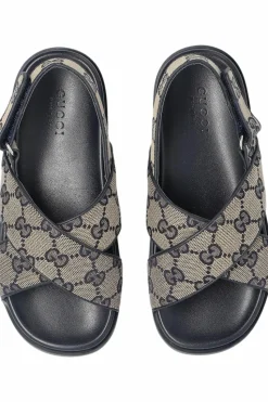 Gucci Kids NAVY BLUE Sandals with GG pattern