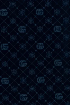 Gucci Kids NAVY BLUE Velvet dress with GG pattern