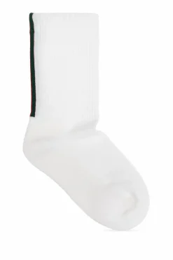 Gucci Kids WHITE Socks with 'Web' stripe motif