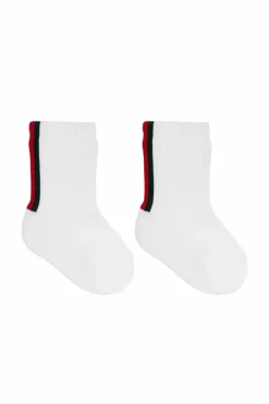 Gucci Kids WHITE Socks with ‘Web’ stripe motif
