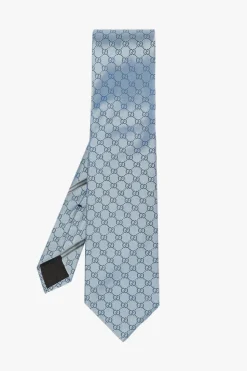Gucci light blue Embroidered tie
