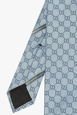 Gucci light blue Embroidered tie
