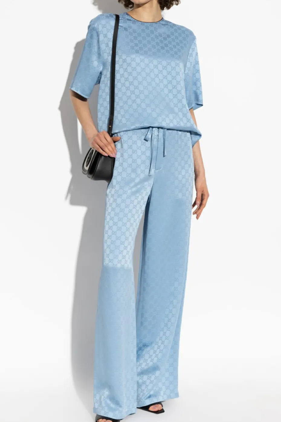 Gucci light blue Loose-fitting top with GG pattern