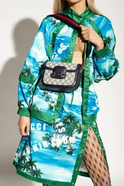 Gucci NAVY BLUE ‘1955 Horsebit Mini’ shoulder bag