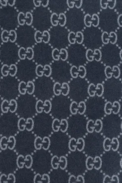 Gucci NAVY BLUE Cashmere scarf with monogram
