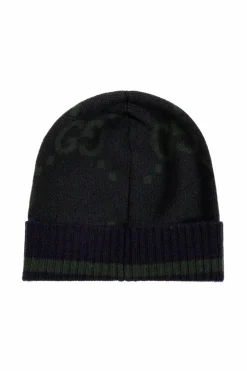 Gucci NAVY BLUE Cashmere beanie with monogram