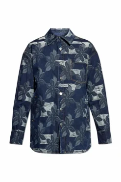 Gucci NAVY BLUE Denim jacket with floral motif