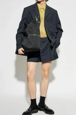 Gucci NAVY BLUE Jacket with embossed logo