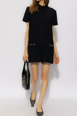 Gucci NAVY BLUE Jumpsuit with a collar