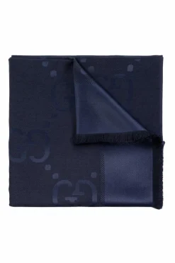 Gucci NAVY BLUE Monogrammed shawl