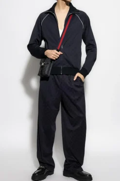 Gucci NAVY BLUE Pants with GG pattern