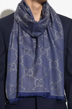 Gucci NAVY BLUE Scarf with ‘GG’ pattern