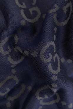 Gucci NAVY BLUE Scarf with ‘GG’ pattern