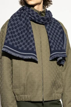 Gucci NAVY BLUE Scarf with monogram