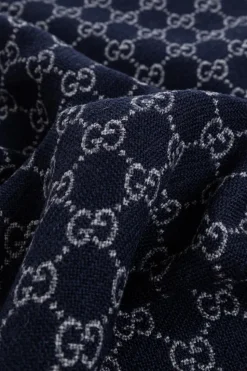 Gucci NAVY BLUE Scarf with monogram