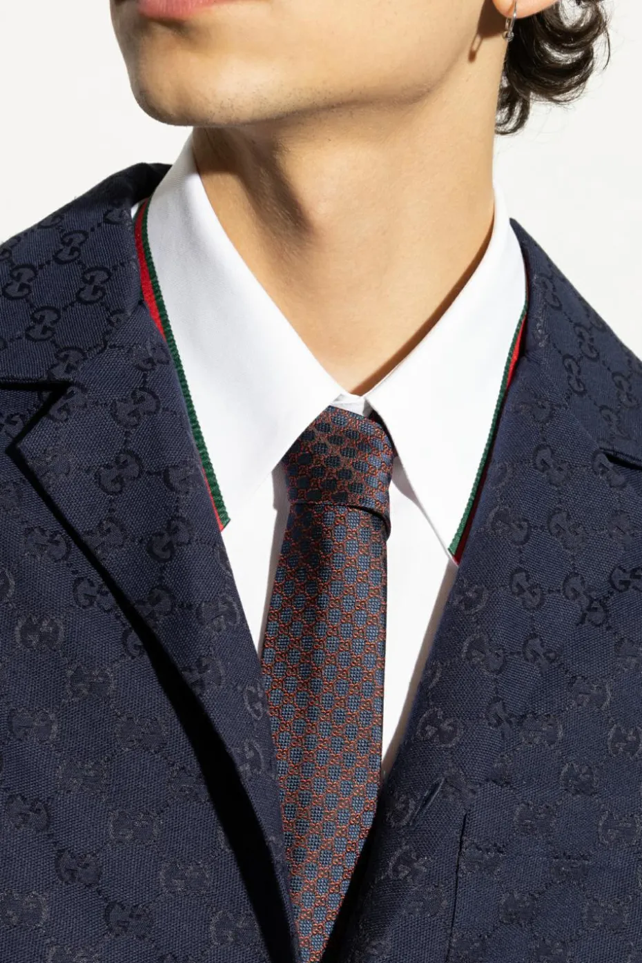 Gucci NAVY BLUE Silk tie with monogram