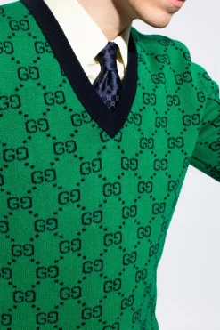 Gucci NAVY BLUE Silk tie with logo