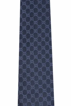Gucci NAVY BLUE Silk tie with logo