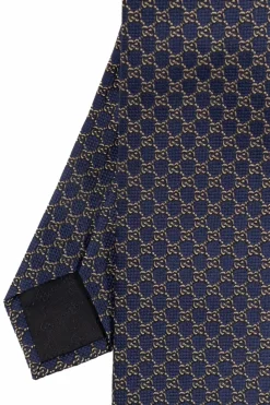Gucci NAVY BLUE Silk tie with monogram