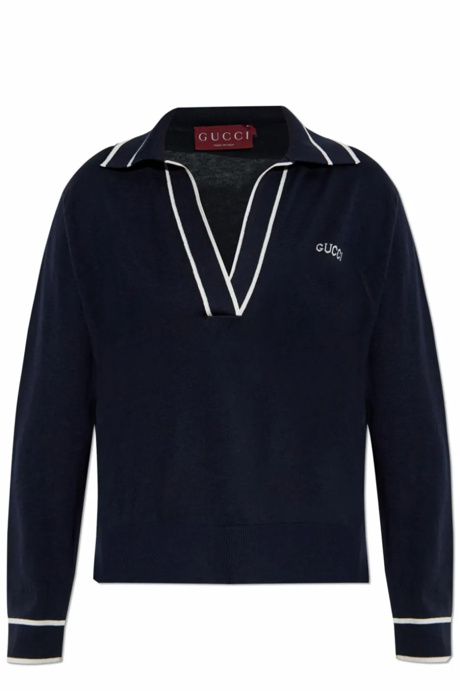 Gucci NAVY BLUE Sweater with embroidered logo