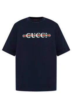 Gucci NAVY BLUE T-shirt with logo