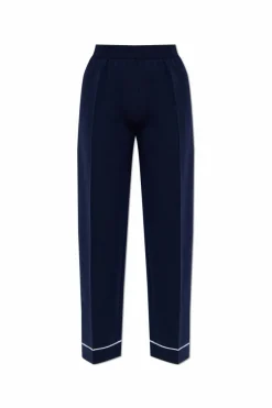 Gucci NAVY BLUE Wool pants with stitching on the legs
