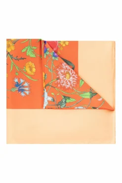 Gucci ORANGE Reversible shawl with floral motif