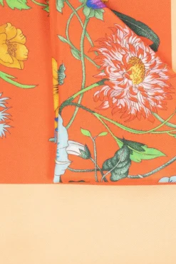 Gucci ORANGE Reversible shawl with floral motif