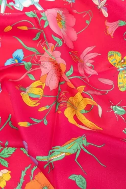 Gucci ORANGE Reversible shawl with floral motif