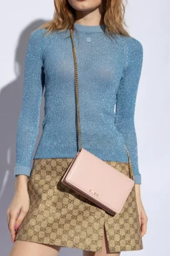 Gucci PINK Leather wallet on chain