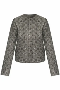 Gucci SILVER Jacket with Lurex thread and shimmering applications