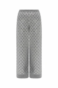 Gucci SILVER Pants with lurex thread and shimmering appliquƩs