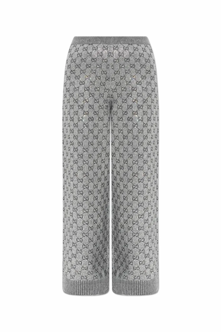 Gucci SILVER Pants with lurex thread and shimmering appliqués