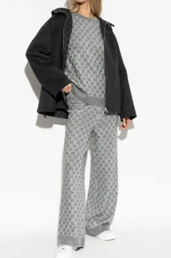 Gucci SILVER Pants with lurex thread and shimmering appliqués