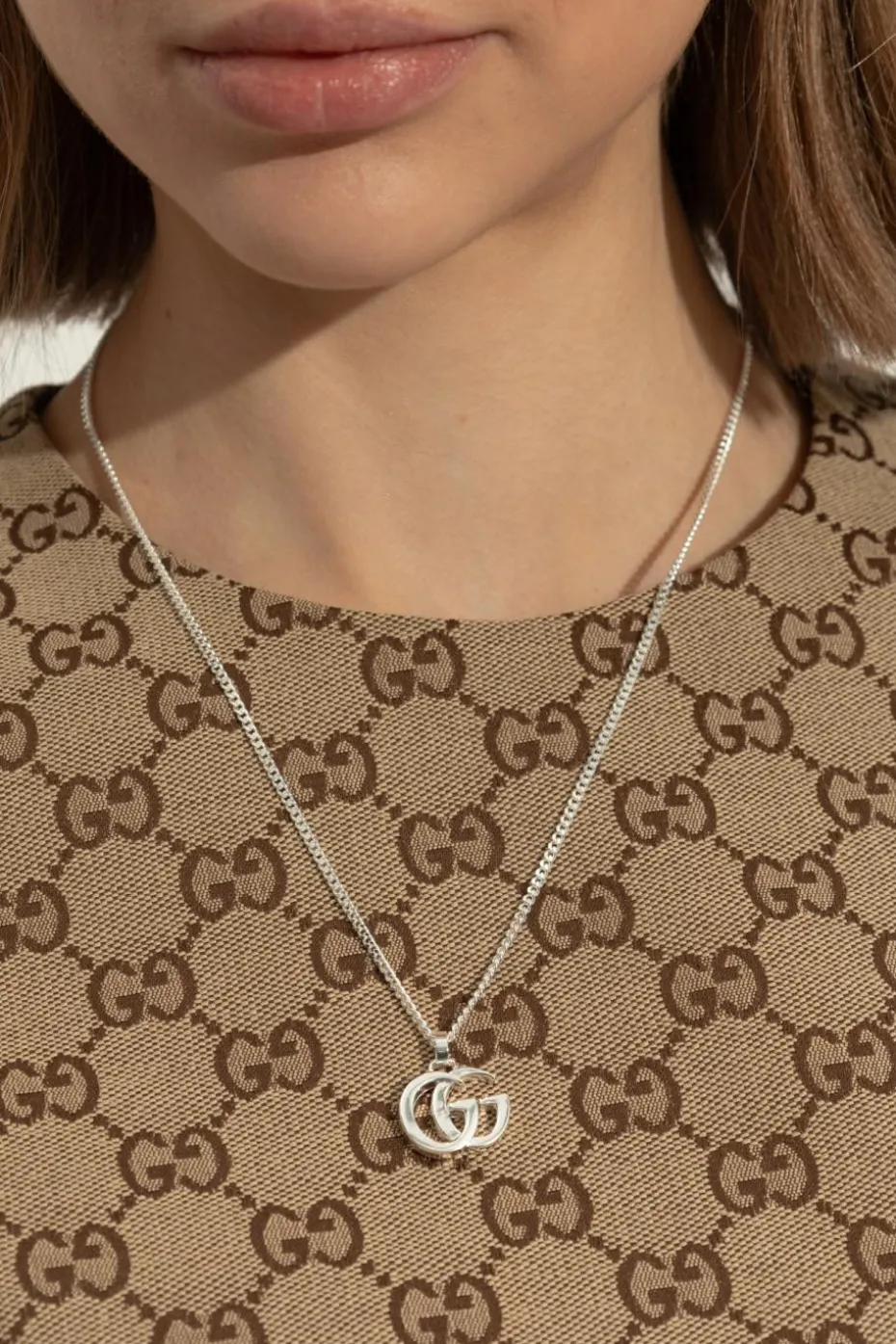 Gucci SILVER Silver necklace with logo-shaped pendant