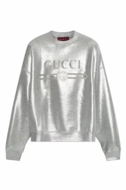 Gucci SILVER Sweatshirt with lurex thread