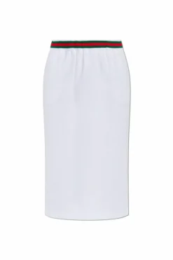 Gucci WHITE Cotton skirt with back slit