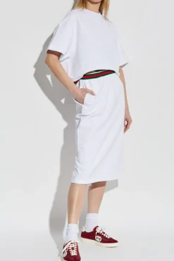 Gucci WHITE Cotton skirt with back slit