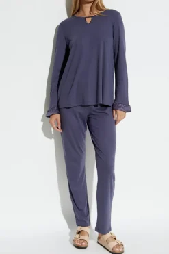 Hanro BLUE Two-piece pajamas from the "Claire" collection