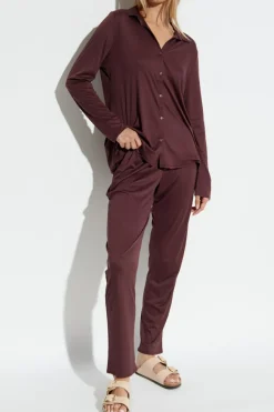 Hanro BURGUNDY Long sleeve shirt